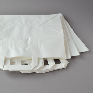 50-1000 Stück Papiertragetaschen (32+17×27 cm), weiß