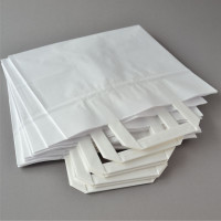 50-1000 Stück Papiertragetaschen (26+17×25 cm), weiß