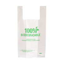 1000 Stück BIO Hemdchentragetaschen mit Motiv "100% Biodegradable" (30+16×55 cm), weiß