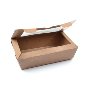 50-250 Stück Fastfoodboxen mit Fenster (Größe M), (180×100×50 mm), kraft