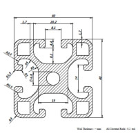 Aluminium Profil 40 × 40 mm Nut 8