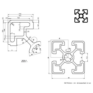 Aluminium Profil 45 × 45 mm Nut 10