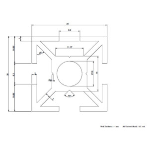 Aluminium Profil 30 × 30 mm Nut 8