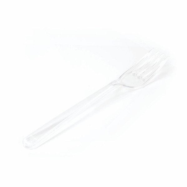 100-1000 Stück Mehrweg-Plastikgabel, transparent, 17,5 cm