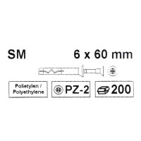 200 Stück KLIMAS Nageldübel mit Senkkopf (6×60 mm), PZ-2