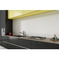 1 Stück (0,089 m²) Mosaik Fliesen WHITE MEDIUM HEXAGONES (27,7 × 32,2 cm), matt
