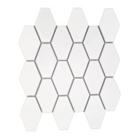 1 Stück (0,076 m²) Mosaik Fliesen WHITE LONG HEXAGONES (29 × 26,5 cm), glänzend