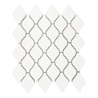 1 Stück (0,070 m²) Mosaik Fliesen WHITE ARABESQUE (24,5 × 28,5 cm), matt