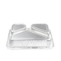 100-1000 Stück Alu-Menüschalen 3-geteilt R819G ohne Deckel, tief (227×177×38 mm), 925 ml