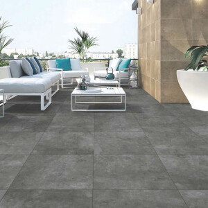 1 Paket (0,72 m²) Terrassenplatten HAMBURG BLACK (60 × 60 cm), matt