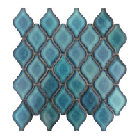 1 Stück (0,0698 m²) Mosaik Fliesen BLUE ARABESQUE (24,5 × 28,5 cm), glänzend