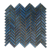 1 Stück (0,0698 m²) Mosaik Fliesen BLUE CHEVRON (27,5 × 28,2 cm), glänzend