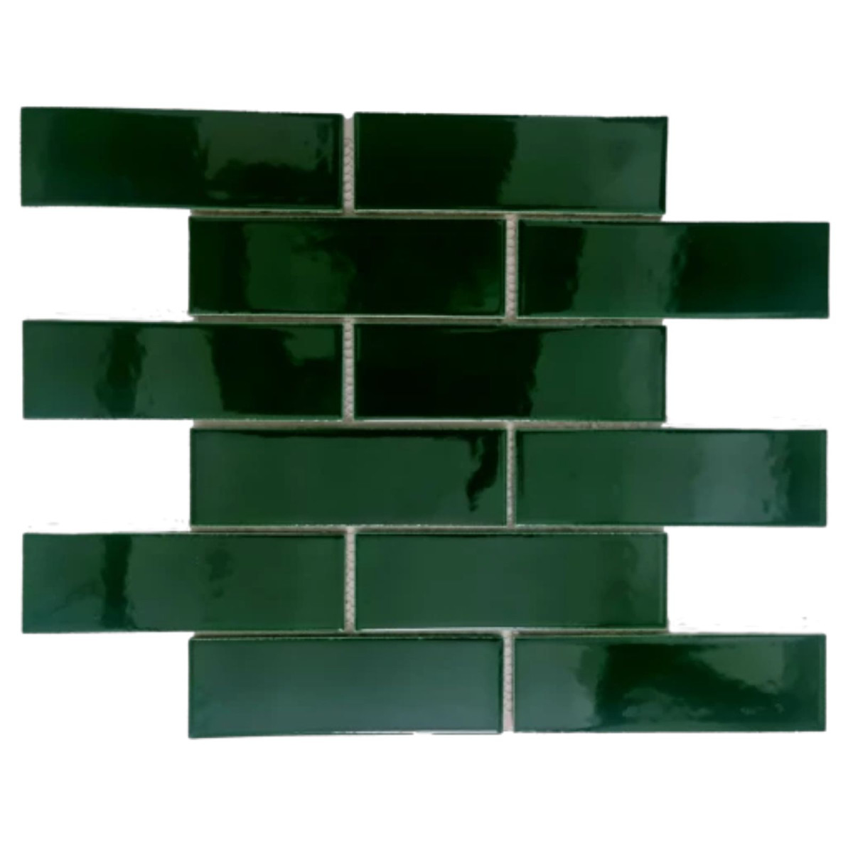 1 Stück (0,0823 m²) Mosaik Fliesen GREEN BRICK (29,2 × 28,2 cm), glän