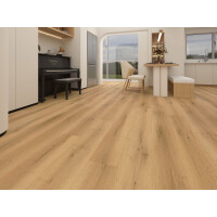 1 Paket (1,3969 m²) Klick-Vinyl SPC Eiche Stavern (229×1220×6,0 mm) +1,0 mm Kork-Trittschalldämmung, NS=0,55 mm
