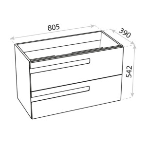 Waschtischunterschrank FLORYDA 800 mit 2 Schubladen, wandhängend (805×390×542 mm), glänzend, weiß