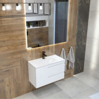 Waschtischunterschrank FLORYDA 800 mit 2 Schubladen, wandhängend (805×390×542 mm), glänzend, weiß
