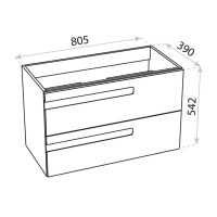 Waschtischunterschrank FLORYDA 800 mit 2 Schubladen, wandhängend (805×390×542 mm), glänzend, weiß