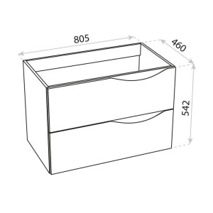 Waschtischunterschrank KOLORADO WHITE 800 mit 2 Schubladen, wandhängend (805×460×542 mm), glänzend, weiß