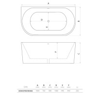 Vorwand-Badewanne CALDERA 1600, ovale Innenform (1600×750×580 mm), 250 Liter, glänzend, weiß