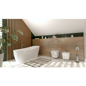 Freistehende Badewanne COMODO 1500, oval (1500×780×720 mm), 250 Liter, glänzend, weiß