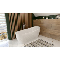 Freistehende Badewanne COMODO 1500, oval (1500×780×720 mm), 250 Liter, glänzend, weiß