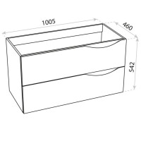 Waschtischunterschrank KOLORADO WHITE 1000 mit 2 Schubladen, wandhängend (1005×460×542 mm), glänzend, weiß