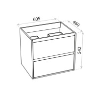 Waschbeckenunterschrank MINNESOTA WOOD 600 mit 2 Schubladen, wandhängend (605×460×542 mm), Eiche-Optik, braun