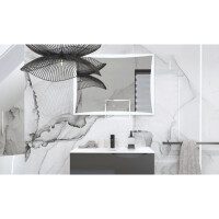 Badspiegel TETYDA mit LED-Beleuchtung, wandhängend (800×600 mm), Touch-Schalter, rechteckig