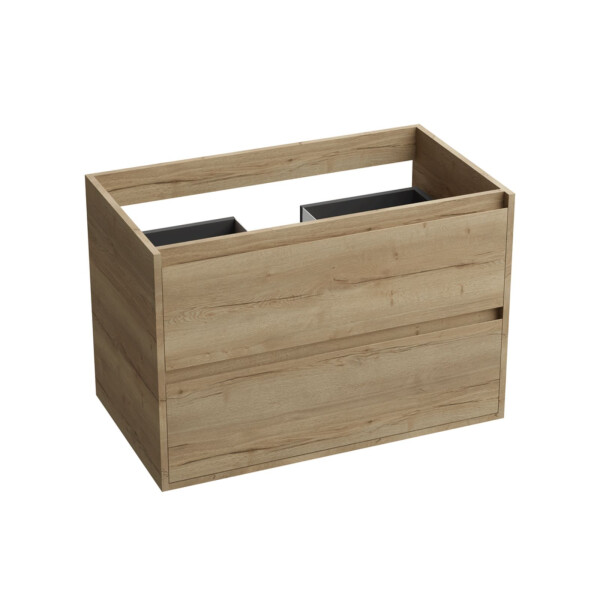 Waschbeckenunterschrank MINNESOTA WOOD 800 mit 2 Schubladen, wandhängend (805×460×542 mm), Eiche-Optik, braun