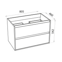 Waschbeckenunterschrank MINNESOTA WOOD 800 mit 2 Schubladen, wandhängend (805×460×542 mm), Eiche-Optik, braun