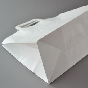 1000 Stück Papiertragetaschen (32+17×27 cm), weiß