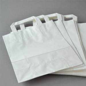 100 Stück Papiertragetaschen (22+10×28 cm), weiß