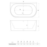 Vorwand-Badewanne CALDERA 1700, ovale Innenform (1700×750×580 mm), 260 Liter, glänzend, weiß