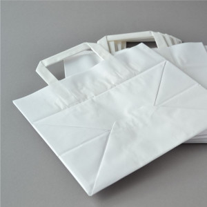 250 Stück Papiertragetaschen (26+17×25 cm), weiß