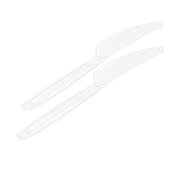 100-1000 Stück Mehrweg-Plastikmesser, transparent, 17,5 cm