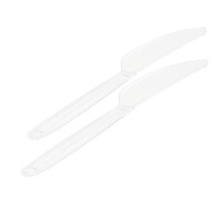 100-1000 Stück Mehrweg-Plastikmesser, transparent, 17,5 cm