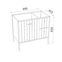 Waschtischunterschrank MIME 900 mit 2 Türen und 2 Schubladen, wandstehend (890×455×830 mm), weiß/schwarz