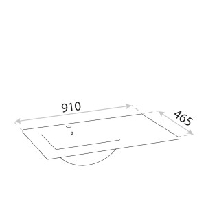 Einbauwaschtisch MIME 900 (910×465×165 mm), 1 Hahnloch, mit Überlauf, glänzend, weiß