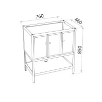 Waschtischunterschrank DAKOTA 800 mit 3 Türen, wandstehend (760×460×850 mm), schwarz