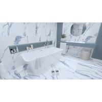 Freistehende Badewanne RILASSA, rechteckig (1700×750×580 mm) 275 Liter, glänzend, weiß