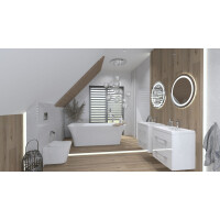 Freistehende Badewanne RILASSA, rechteckig (1700×750×580 mm) 275 Liter, glänzend, weiß