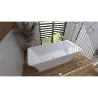 Freistehende Badewanne RILASSA, rechteckig (1700×750×580 mm) 275 Liter, glänzend, weiß