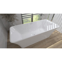 Freistehende Badewanne RILASSA, rechteckig (1700×750×580 mm) 275 Liter, glänzend, weiß