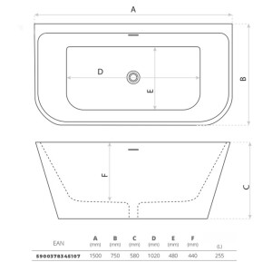 Vorwand-Badewanne ELIAS 1700, rechteckig (1700×800×590 mm), 300 Liter, glänzend, weiß