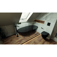 Freistehende Badewanne QUEEN, oval (1700×850×590 mm), 262 Liter, glänzend, schwarz