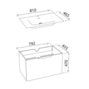 2in1, Waschtischunterschrank OHIO 800 inkl. Einbauwaschtisch OHIO 800, wandhängend, weiß