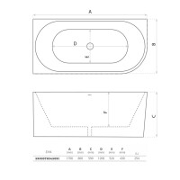 Eck-Badewanne OKLAHOMA 1700 R, Einbau rechts, ovale Innenfor