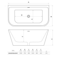Vorwand-Badewanne ELIAS 1500, trapezförmig (1500×750×580 mm), 255 Liter, glänzend, weiß