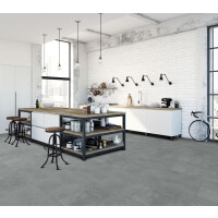 1 Paket (2,9768 m²) Klick-Vinyl PVC SOLID ROCK XXL Grey Concrete (610×1220×6,5 mm) +2 mm IXPE-Trittschalldämmung, NS=0,55 mm