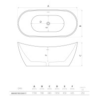 Freistehende Badewanne MODENA 2.0, oval...